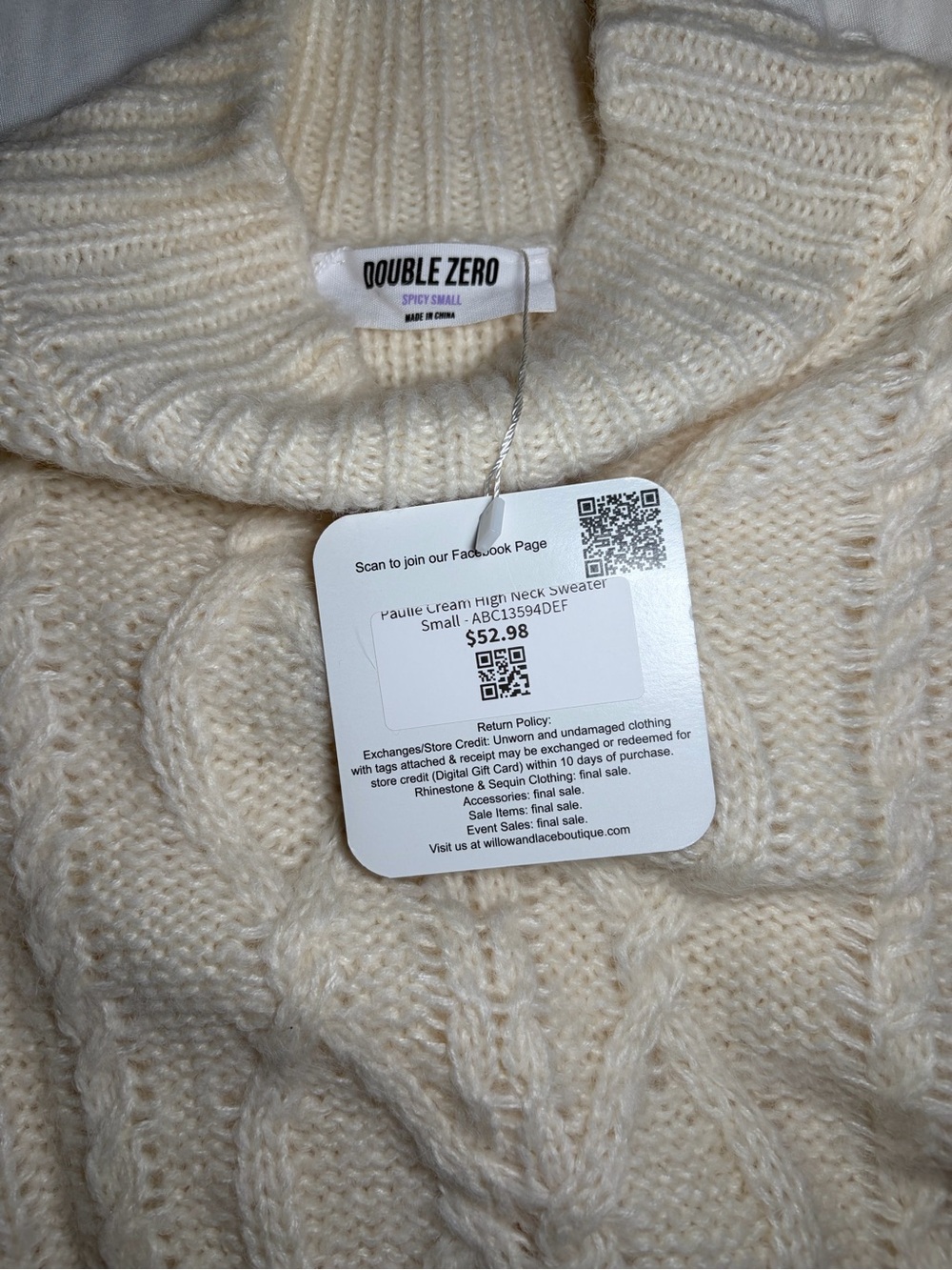 Ivory Cropped Sweater NWT Women’s S - Picture 3 of 5
